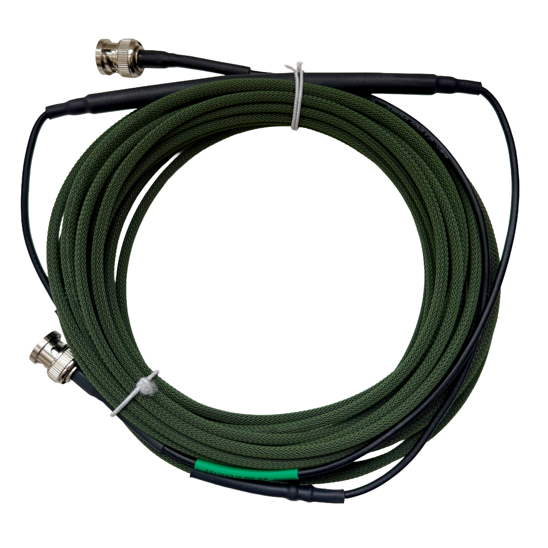 25' RG-174 Coax With Color Sheath, 5 Ferrites, BNC Male to BNC Male